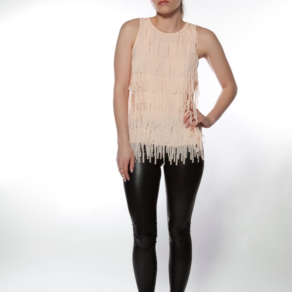 Peach Fringe Tank Top